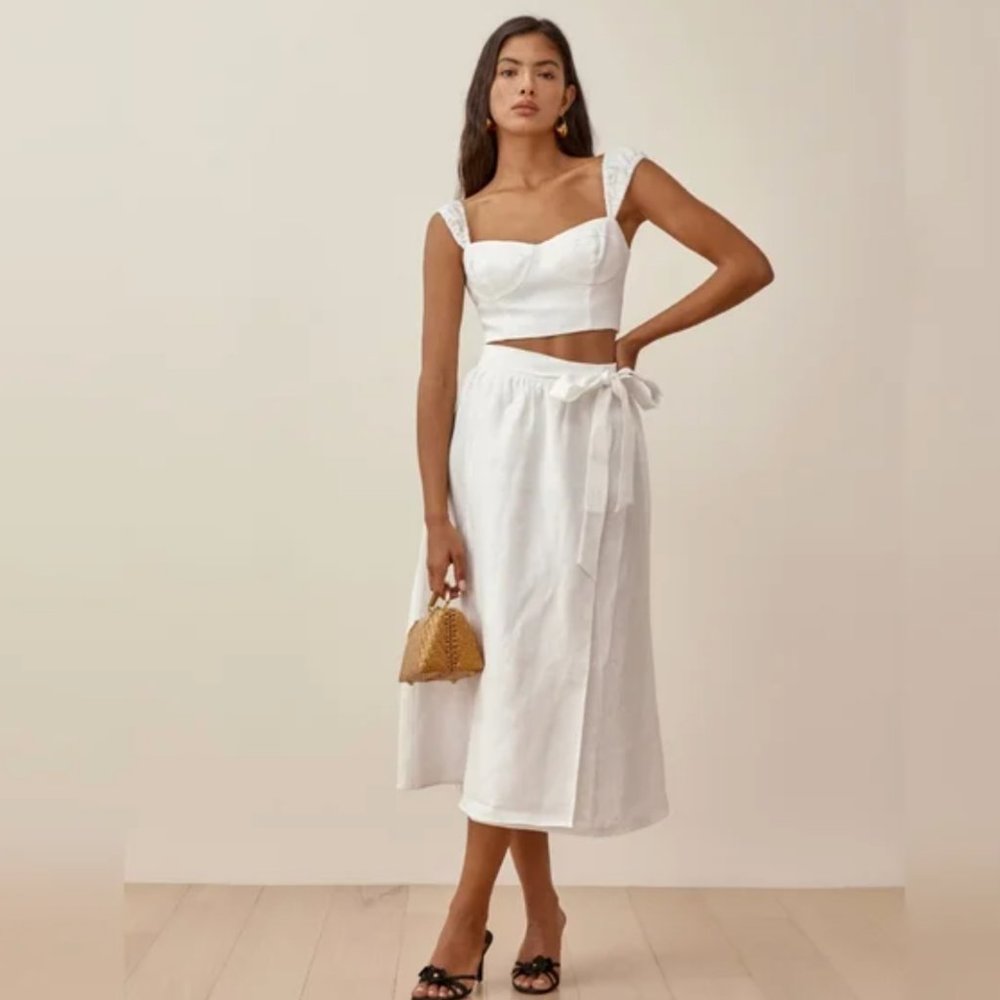 Reformation White Cropped Bustier Top - Picture 2 of 4